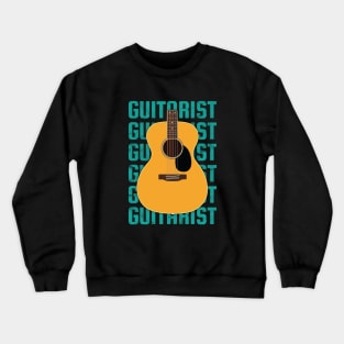 Guitarist Repeated Text Acoustic Guitar Body Crewneck Sweatshirt